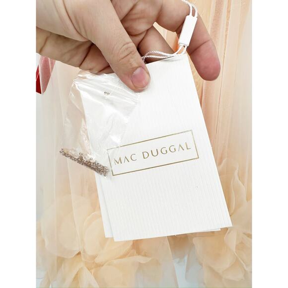 Mac Duggal Peach 11294 Ruffle Lace & Tulle Party Sleeveless Mini Dress 2 NWT - Picture 5 of 8